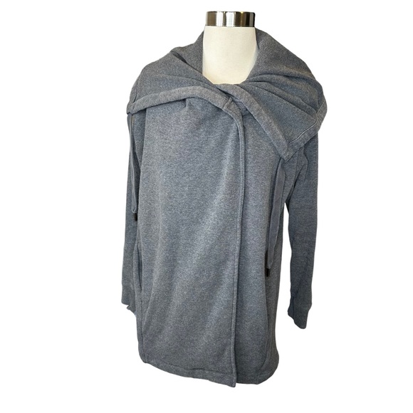 Zella Sweater Womens Sweatshirt Cardigan Cowl Neck Stretchy Pockets Gray Medium - Picture 2 of 8